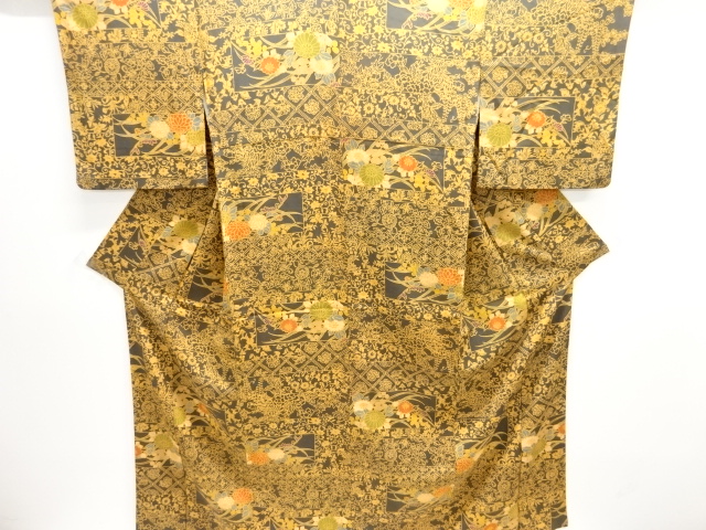 JAPANESE KIMONO / KOMON / SILK / AUTUMN LEAVES